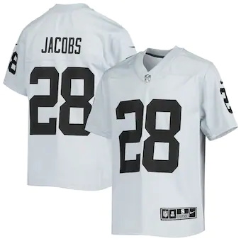 youth nike josh jacobs silver las vegas raiders inverted te